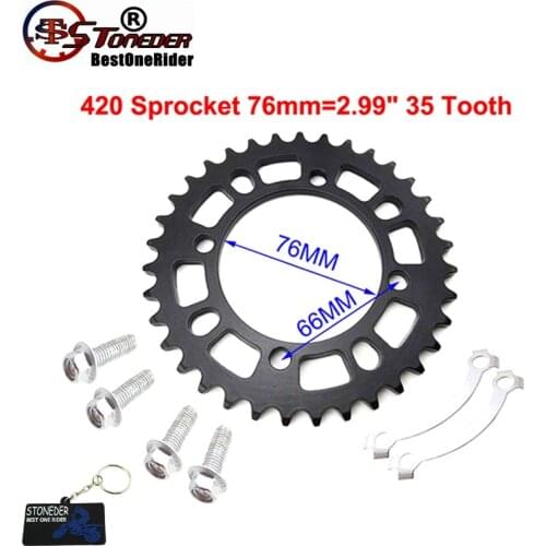 STONEDER 420 76mm 35 Tooth Rear Chain Sprocket For Chinese Pit Dirt Trail Bike Motorcycle Motocross 50cc-160cc CRF XR SSR