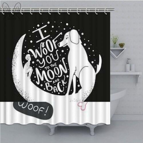 DOG letters Bathroom Curtain Black And White Waterproof Shower Curtain Polyester Fabric Bath Accessories Bathroom Shower Sets