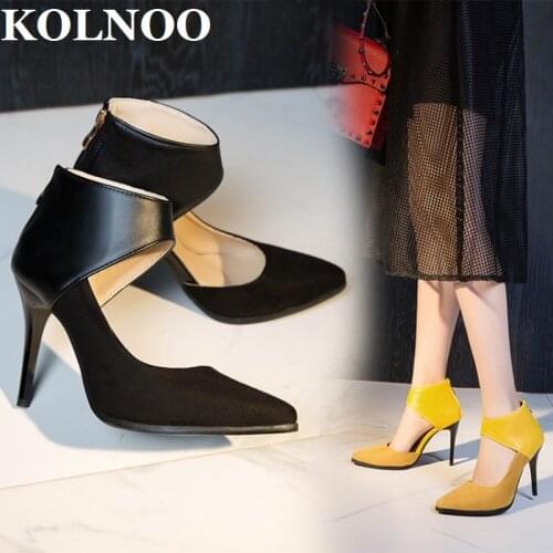 KOLNOO New Hot Sale Handmade Ladies High Heels Pumps Patchwork D'orsay Style Dress Party Prom Daily Wear Fashion Court Shoes