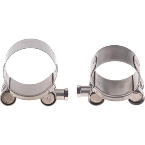 2pcs Stainless Steel Silver Heavy Duty Hose Clamp/Exhaust Pipe Clip