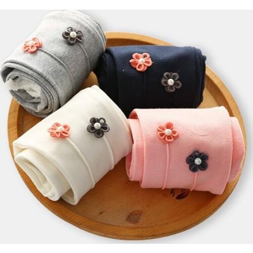 2019 New Autumn Fashion Girls Small Flower Embroidered Leggings Children Leggings Pants Baby Kids Clothing