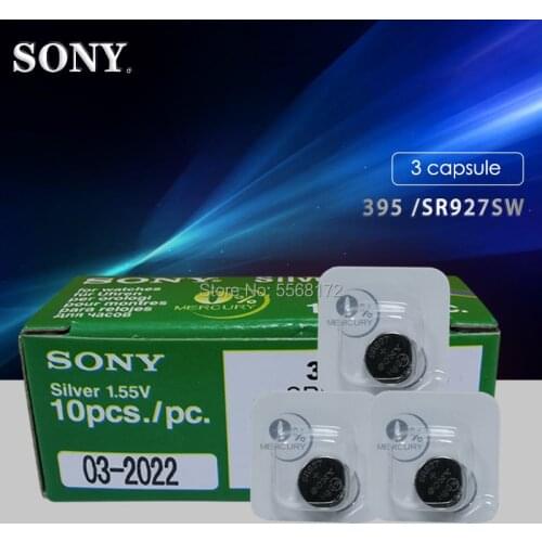 3pcs Sony AG7 395 SR927SW 399 SR927W LR927 V395 SR57L SR57 610 613 Watch Toys Battery Button Coin Cell Single grain packing