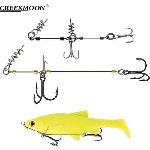 4/2Pcs Treble Fishing Hook DIY Double Steel Wire Fishing Lure Connector Pins Spring Twist Lock Screw for Soft Lures Bait Tackle