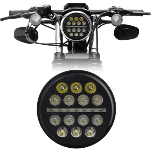 5 3/4" 5.75" Slim Line Multi LED Projection Headlight - Black - Fits All 5 3/4" For bike Motorcycle Indian Headlight Buckets
