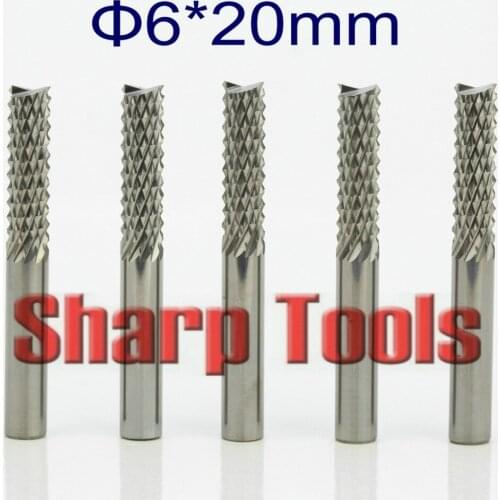 5pcs 6*20MM Corn CNC PCB Milling Cutter Tools / Tungsten Carbide End Mill Cutter Bits PCB Tools for Hard Wood Printed Board