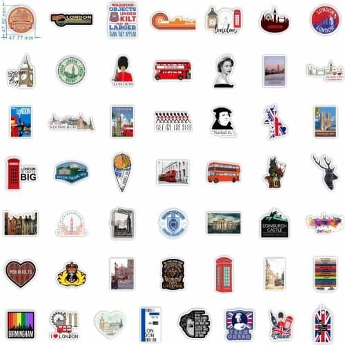 50pcs British 2021 National Tourism Culture For Snowboard Laptop Luggage Car Fridge Car- Styling Vinyl Decal Home Decor Stickers