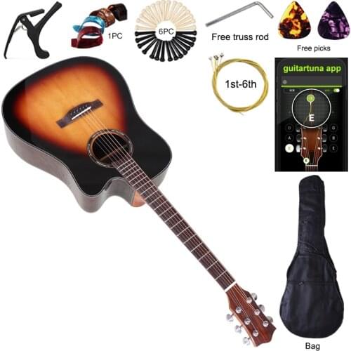 Black 12 Strings Guitar Acoustic Guitar Solid Spruce Wood Top 41 Inch Cutaway Design Folk Guitar Matte Finish Wood Guitar
