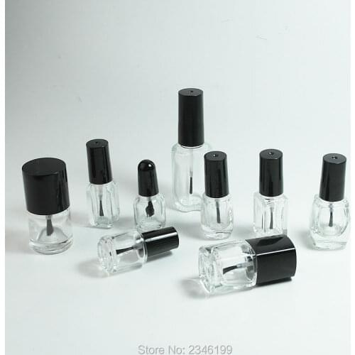 7ml 10ml 12ml 15ml 25pcs/lot Nail Oil Cosmetic Glass Container, Polish Nail Oil Refillable Glass Bottle with A Lid Brush