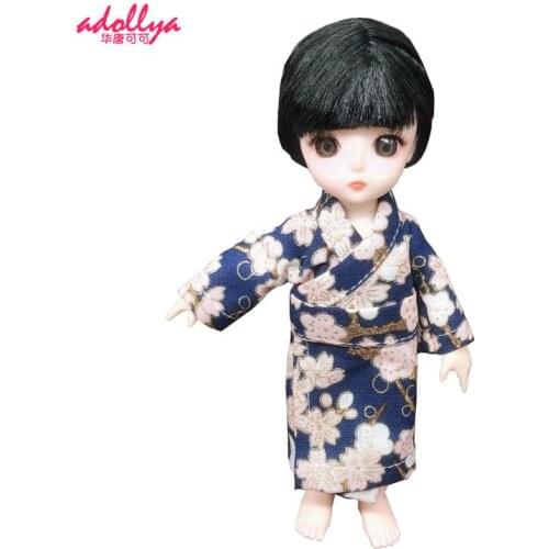 Adollya 1/12 BJD Doll Clothes Mini Dress For Dolls Japanese Kimono Cherry Blossom Cloth Doll Accessories Toys For Girls Clothing