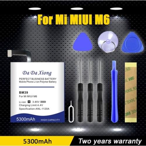 5100mAh High Capacity For Xiaomi Mi 6 Mi6 Phone Battery Retail Package BM39 Batterie