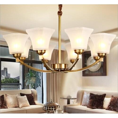 American Minimalist Study Lamp Retro Copper Lamp Nordic Country Living Room Dining Room LED Copper Chandelier