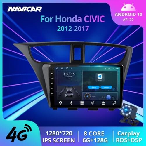 2Din Android10.0 Car Radio For Honda CIVIC Hatchback 2012-2017 GPS Navigation Stereo Receiver Car Stereo Auto Radio NO 2DIN DVD
