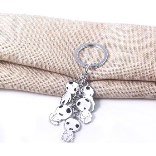 1 Pcs Kawaii Anime Mononoke Kodama Tree Keychains Princess Mononoke Elf Tree Elves Pendant Keyring Cosplay Figure Toys Gifts