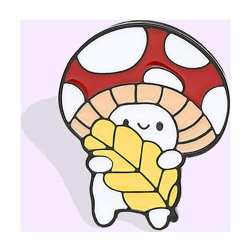 Cartoon Cute Little Mushroom Enamel Pin Plant Mushroom Doll Brooch Backpack Clothes Lapel Pin Animal Jewelry Gift for Friends