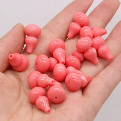 10pcs Artificial Coral Beads Punching Gourd Shape Pink Coral Stone Beads for Making Jewelry DIY Necklace Bracelet Gift 12x20mm
