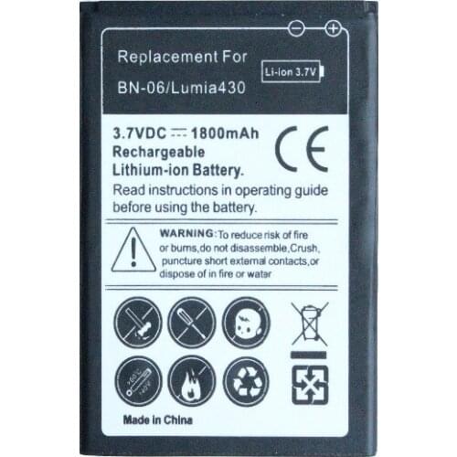 Ciszean 1800mAh BN-06 / BN06 / BN 06 Replacement Battery For Nokia Microsoft Lumia 430 Lumia430 + Tracking Code