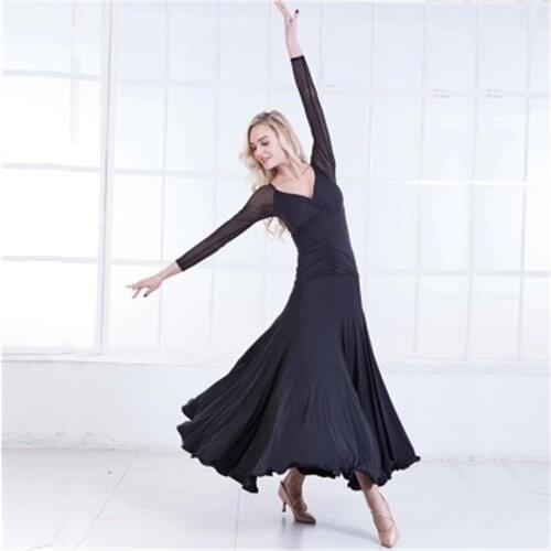 Colors Red Women Modern Waltz Tango Smooth Ballroom Dance Dress Standard Ballroom Dress Long sleeve ballroom dance clothing