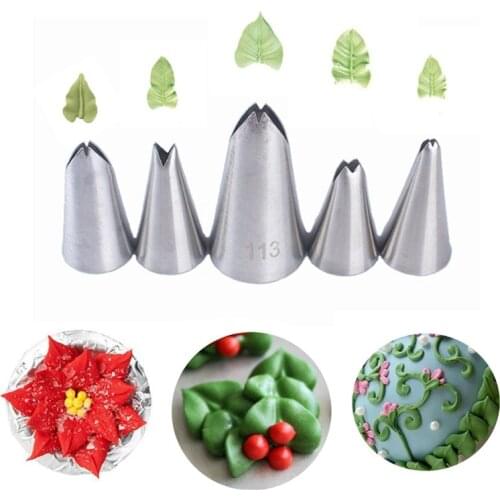 1-5pcs Leaf Cream Nozzles For Cakes Decoration Fondant Flower Icing Piping Tips Confectionery Pastry Accessories Baking Tools