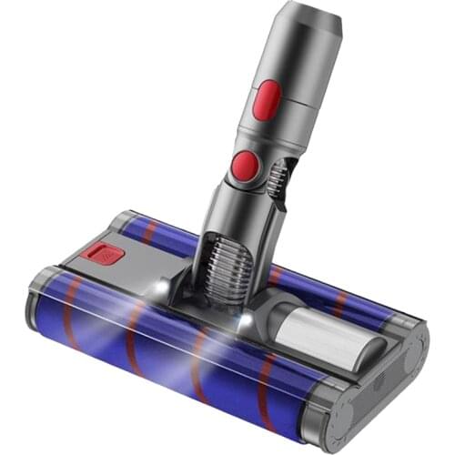 For Dyson Vacuum Cleaner V7 V8 V10 V11 V15 Universal Soft Velvet Double Row Rolling Brush With Lamp Floor Brush Head