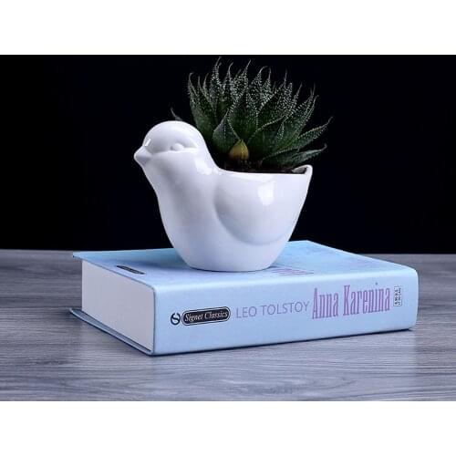 European Style Cartoon Cute Animal White Flower Pot Ceramic Simple And Creative Micro Landscape Garden Balcony Succulent Flower