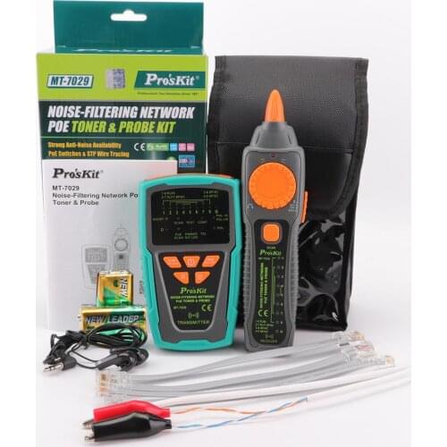 ProsKit MT-7029 Noise-Filtering Noise-Filtering Cable Network PoE Toner Probe Tester For Wire Telephone Line Detector Tracker