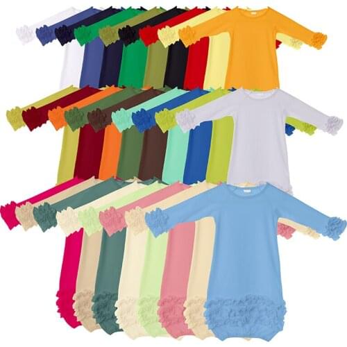 Kaiya Angel Baby girl summer clothes Solid Cotton Nightgowns infantil Smart Nightdress Baby Pullover Ruffle Sleepwear Clothing