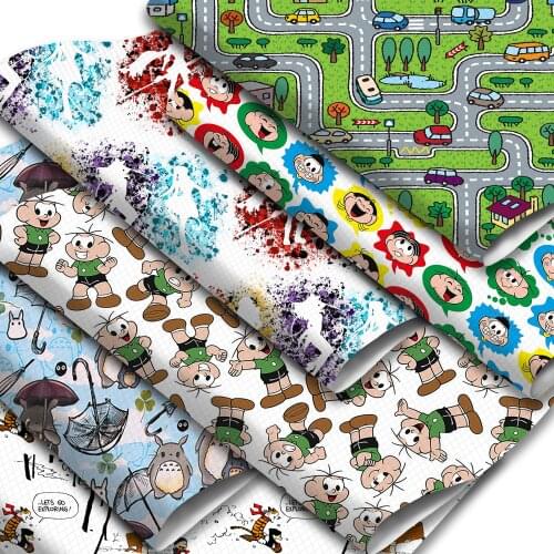 Cartoon Characters Faux Leather Sheets Totoro Boy Printed Synthetic Leather Fabric 20x33cm for DIY Earrings Hair Bows Garments