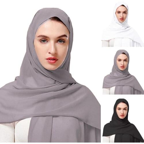 Muslim Hijab Magnets Womens Soft And Elegant Chiffon Solid Turban Loose Long Scarf 2021 Summer burquini mujer musulmana
