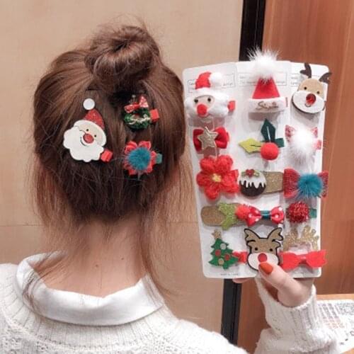New Christmas Hairpin Female Korean Childlike Cartoon Animal Leather Side Clip Hairpin Headdress Girl Hair Clip