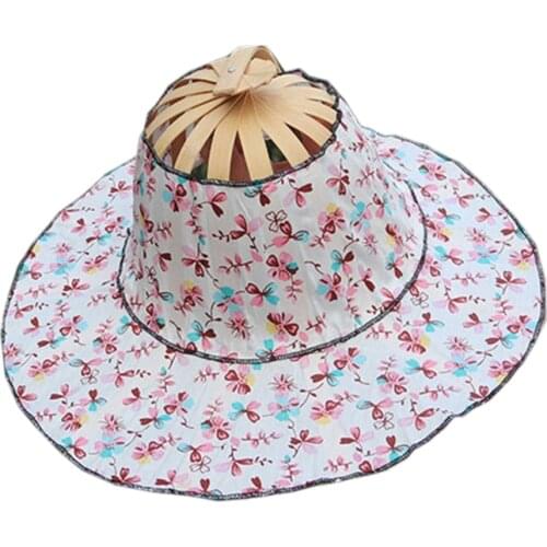2021 New Transformable Summer Hat Women Cooling Hat Bamboo Frame Multifunctional as Fan