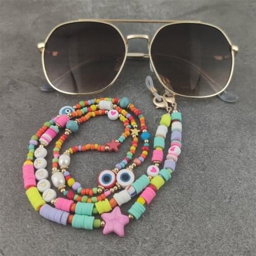 Boho Colorful Beads Anti-lost Face Cover Lanyard Glasses Strap Necklace for Women Sunglasses Long Chain Necklace Mask Jewelry