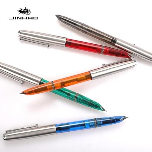 Jinhao Colors Fountain Pen Fashion 51 Series Medium 0.38mm Nib pen replace ink student Calligraphy Pen office school supplies