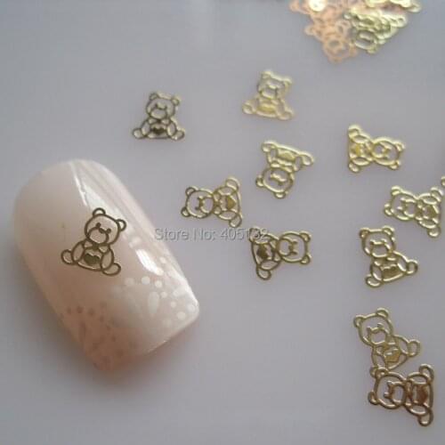 Approx. 1000pcs/bag Metal Gold Bear Design Non-adhesive Metal Slices Nail Art Decoration MS-296-2