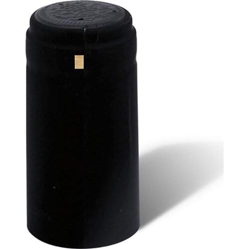 GUH 100PCS/LOT PVC Heat Shrink Capsules with Tear Tab for Wine Bottles Elegant Matte Black Premium Quality Shrink Bottle Sleeves