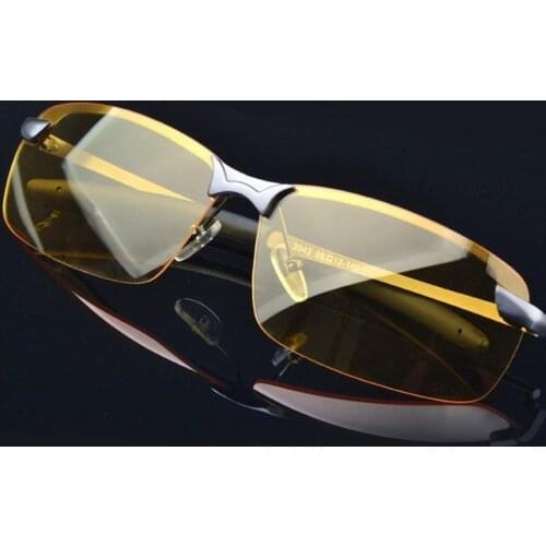 Vintage polarized sunglasses men Night Vision Goggles anti-glare square glasses yellow lens Mens car driver driving Glasses