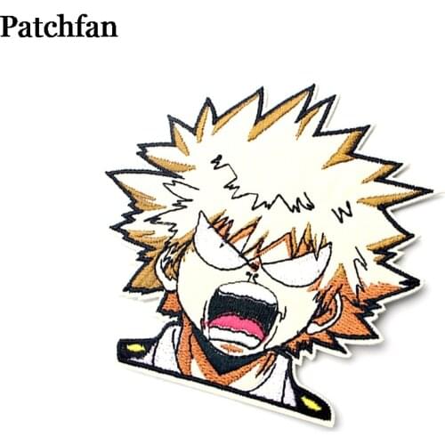 Patchfan My hero academia applique patches diy iron on para jeans bag shirt clothes accessory stickers embroideried badge A2097