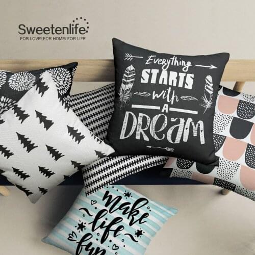 Sweetenlife Nordic Style Decorative Cushions 50*50 Cushions Home Decor Pillow Cotton Linen Pillow Covers Geometric Sofa Cushions