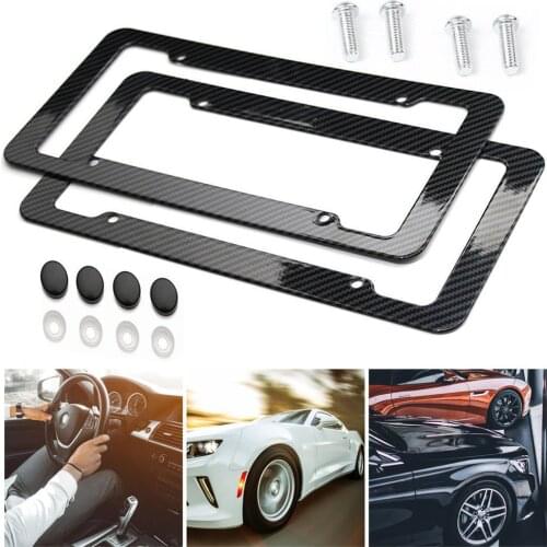 2Pcs Universal License Plate Frame Carbon Fiber Plastic License Plate Frame Bracket With Standard Screw Kits Hot Sell Dropship