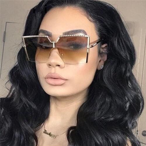 Veshion 2020 High Quality Fashion One Piece Spiral Half Frame Metal Square Oversized Sunglasses