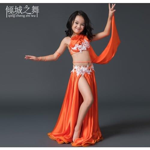 High grade kid girls stage performance Belly dance costume set top bra+skirt suits for belly dance wear RT014