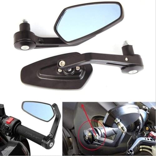 1 Pair 7/8" 22mm Universal Motorcycle Aluminum Rear View Black Handle Bar End Side Rearview Mirrors