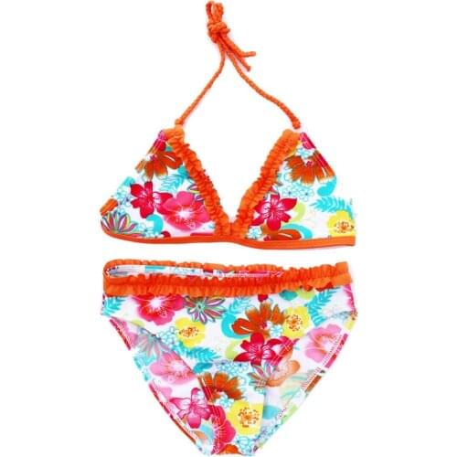 8-16 Years Children Girls Floral Printed Halter Bikini Suits Beach Swimwear For Teenager Girls Two Pieces Swimsuits Biquini