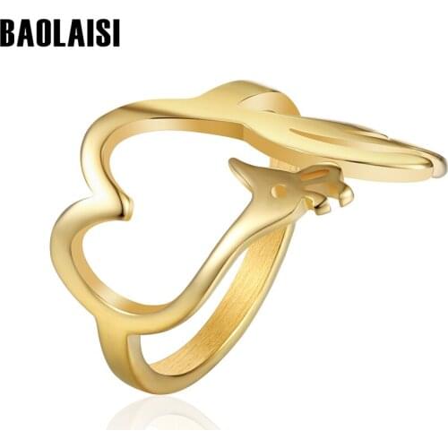 BAOLAISI New Brand Big Giraffe Ring Punk Part Wedding Brands Female Size Rings Fashion Jewelry 316L Stainless Steel Rings