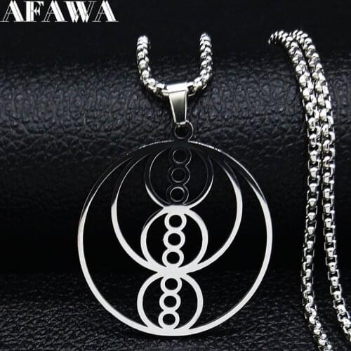 2021 YOGA Reiki Healing Balancing Buddha Stainless Steel Necklace Women Silver Color Statement Necklace Jewerly joyeria N3032S02