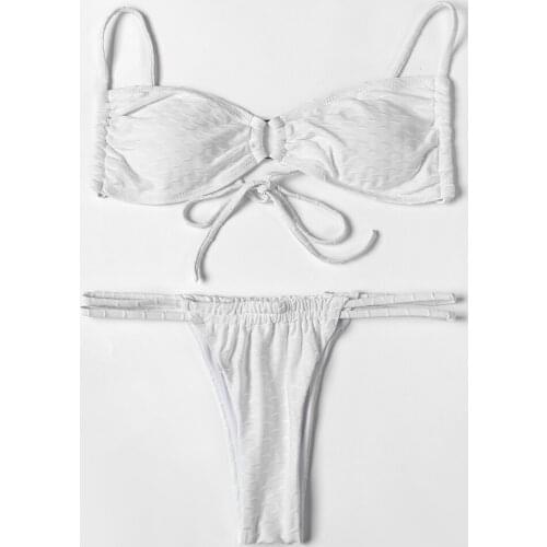 ZTVitality Swimwear Women White Sexy Bikini 2022 New Arrival Padded Bra Low Waist Bandage Swimsuit Female Brazilian Biquini S-L