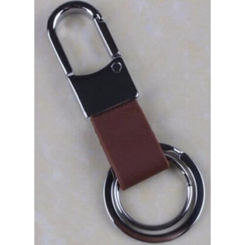 1PCS Mens Faux Leather Strap Keyring Keychain Auto car Key Chain Ring Clip Holder Brown Black Color