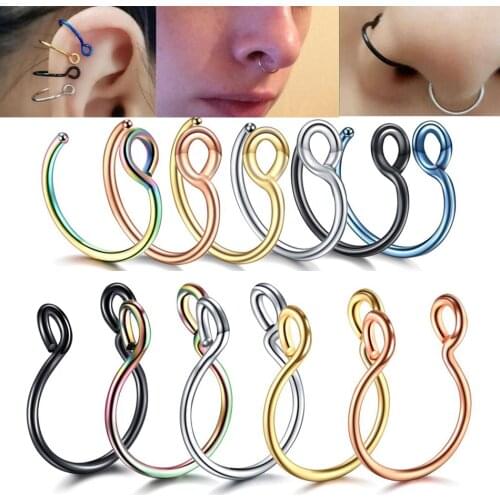 1Pc Stainless Steel U Shaped Fake Nose Ring Septum Piercing Clip On Nose Ring Fake Piercing Sexy Women Body Jewelry 20G