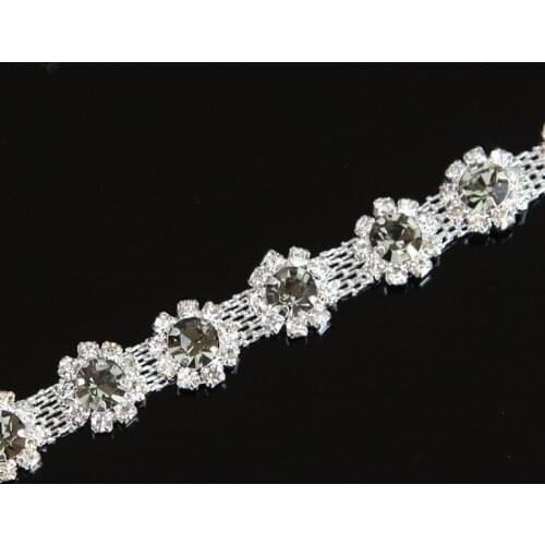 10Yards Wedding Rhinestone Applique Trim Flowers Crystal Beaded Accessories For Wedding Dress Bridal Belt