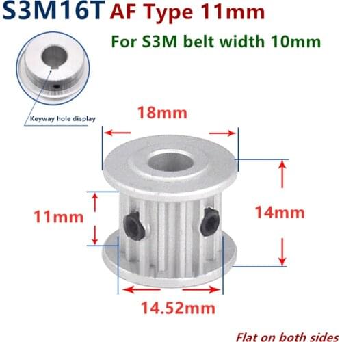 16 17 18 Teeth S3M AF type Timing Pulley for Width 10mm S3M synchronous belt S3M Belt pulley Wheel Gear 16Teeth