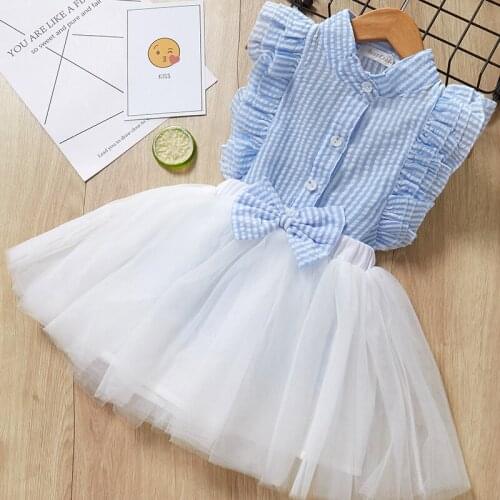 2019 toddler girl outfits set / Stripe blouse +White Tutu skirt with bow